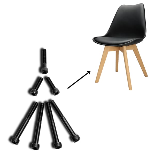 Kit Parafusos Cadeira Charles Eames Leda Luisa Saarinen Design Wood
