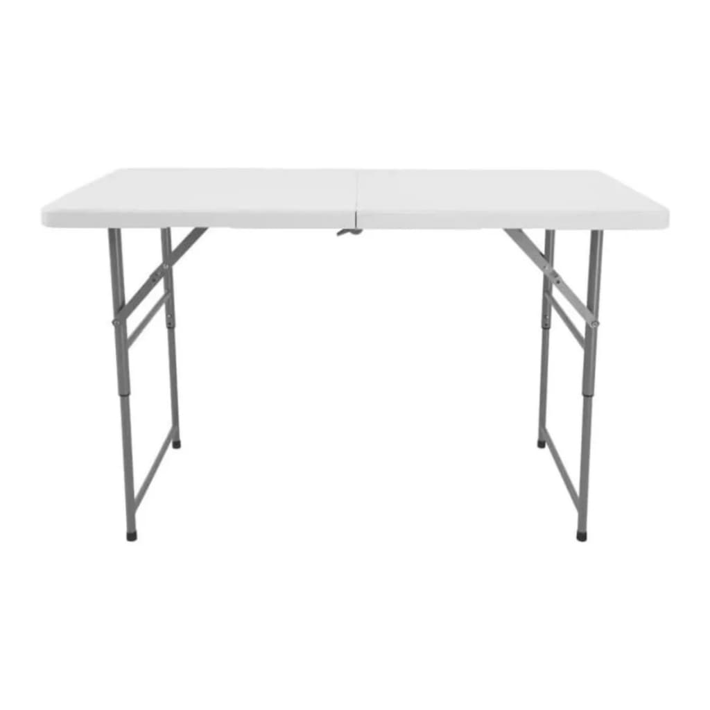 Mesa Dobrável Portátil Zumax 1,20m Vira Maleta Branca – Camping, Praia e Eventos