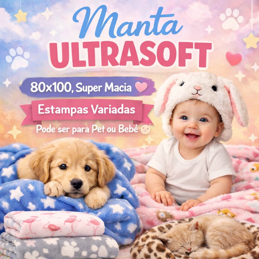 Manta Pet e Criança Ultra Macia | Perfeita para Dormir e Descansar