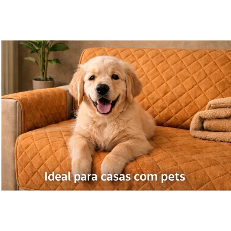 Protetor de Sofá 3 Lugares King Impermeável (Assento 1,80m) com Bolso Lateral