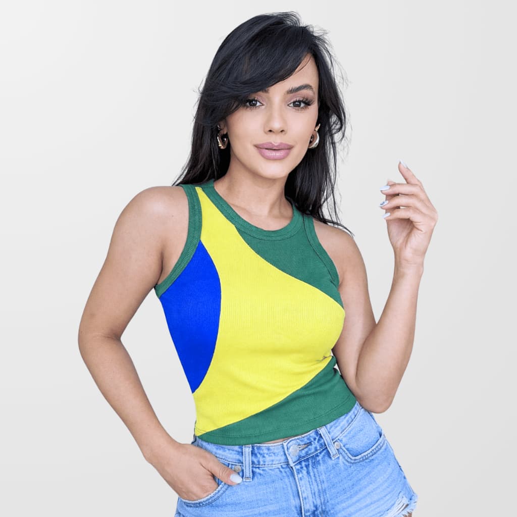 Regata Feminina Eleições Brasil Ribana Premium Canelada Blusa Básica Moda Blogueira
