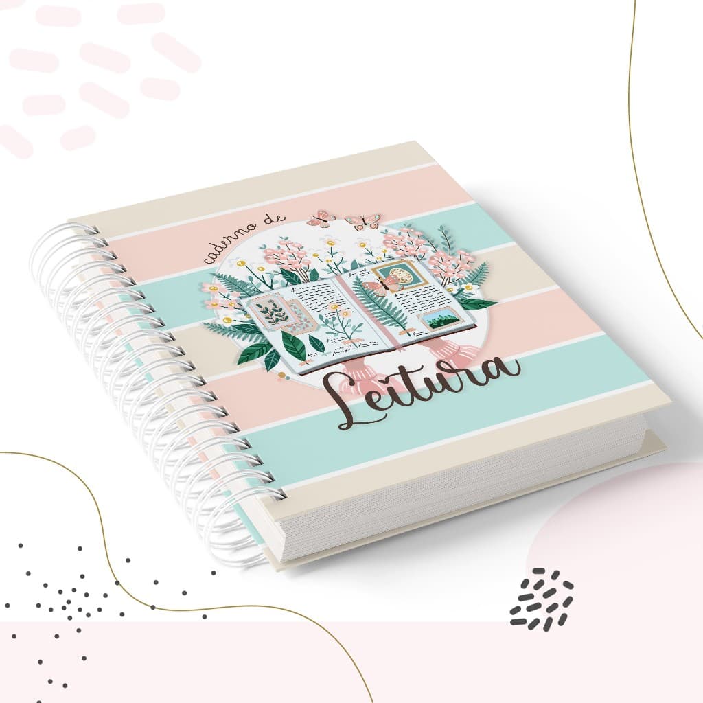 Caderno de Leitura Diário de Leituras Personalizado com Nome - Registro de Livros e Resenhas Capa Dura Premium Floral