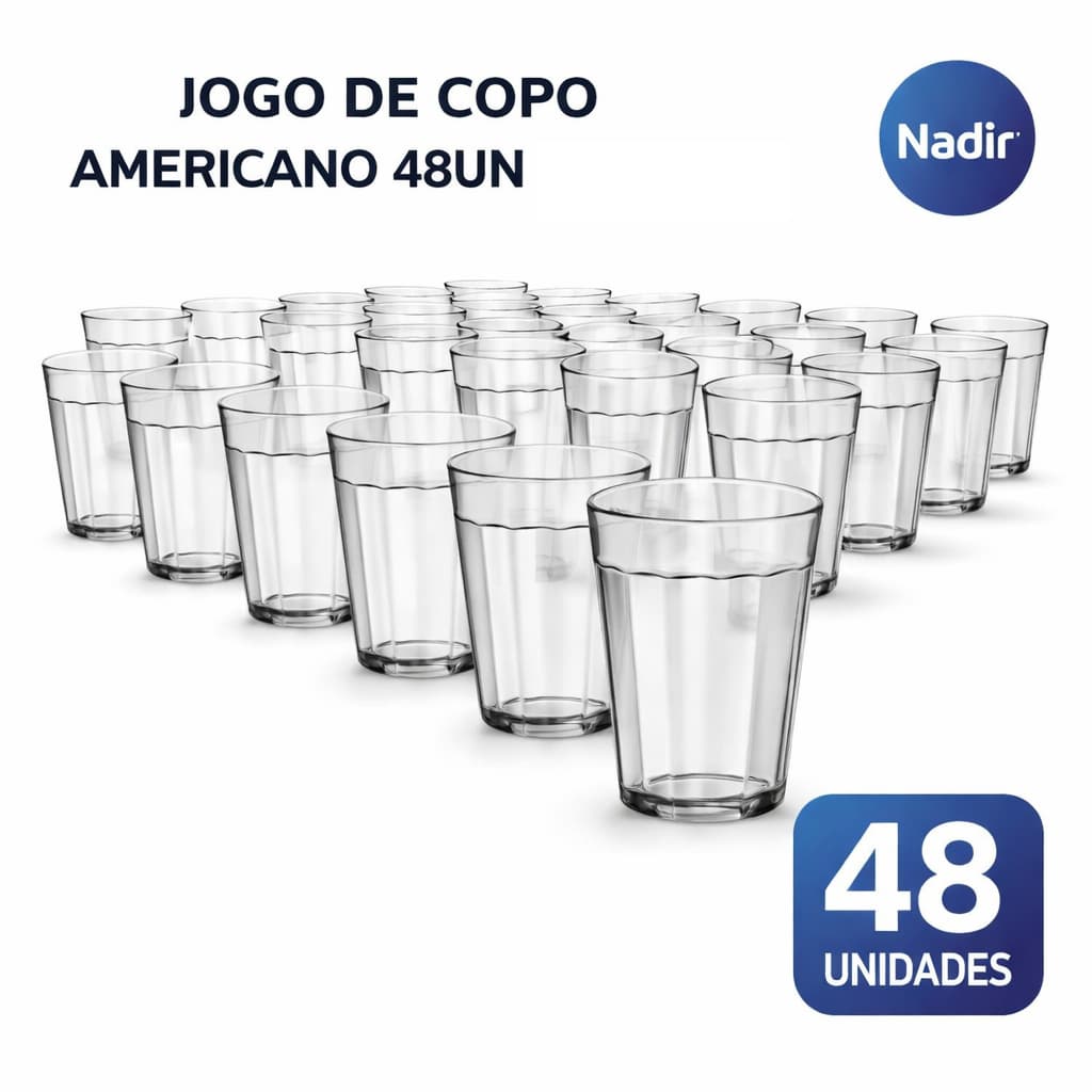 JOGO DE COPO AMERICANO 190ML NADIR / KIT COPO LAGOINHA REF 2010 - COPO SUCO - COPO CERVEJA 48UN