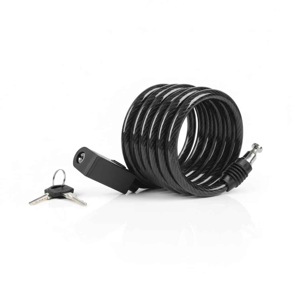 Cadeado Espiral para Bicicleta com Cabo de Aço Revestido e Sistema de Chave Wassay para Uso Urbano Diário
