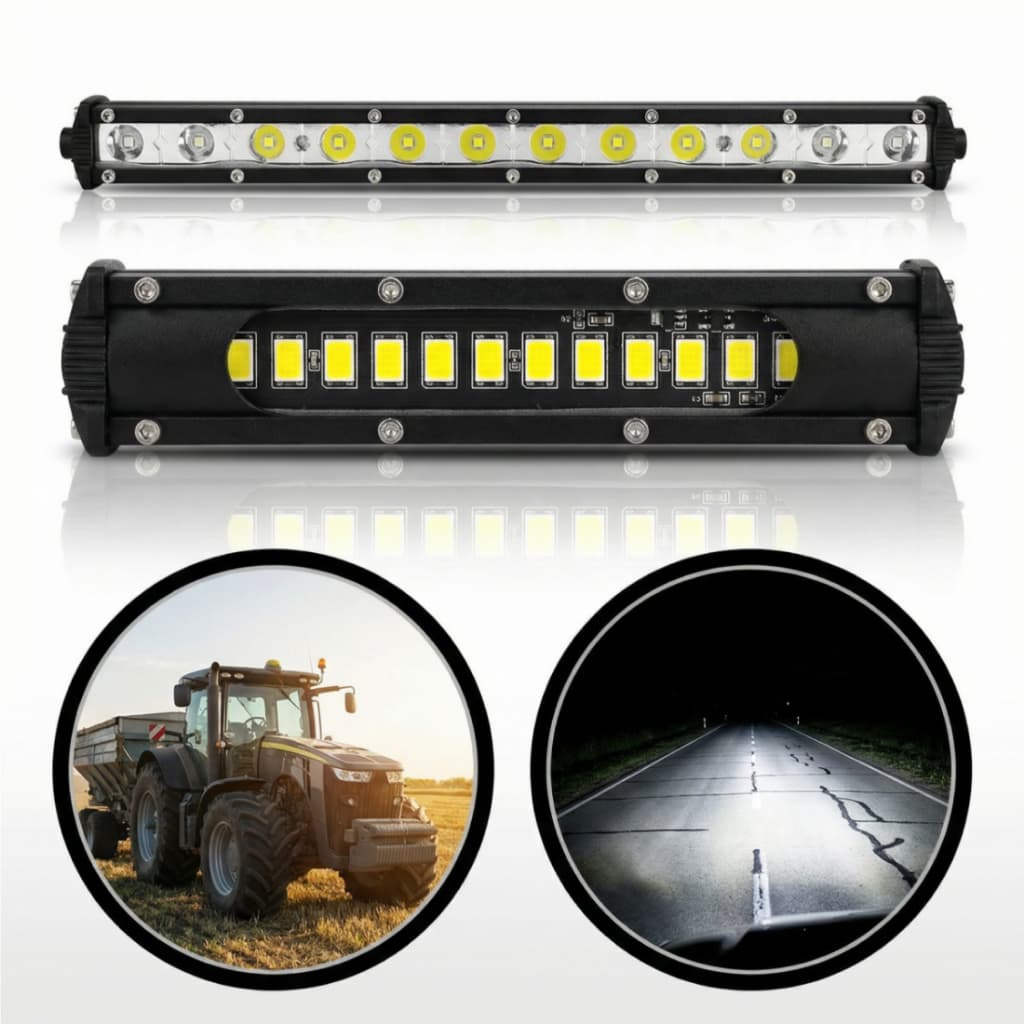 Farol Barra De Led Bivolt 36w 12 Leds Slim 12v 24v Universal Branco