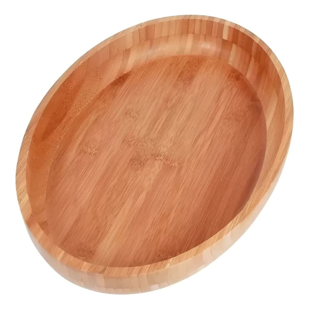 Gamela Oval Bamboo 33x23 Para Churrasco Petisco Marrom Mor