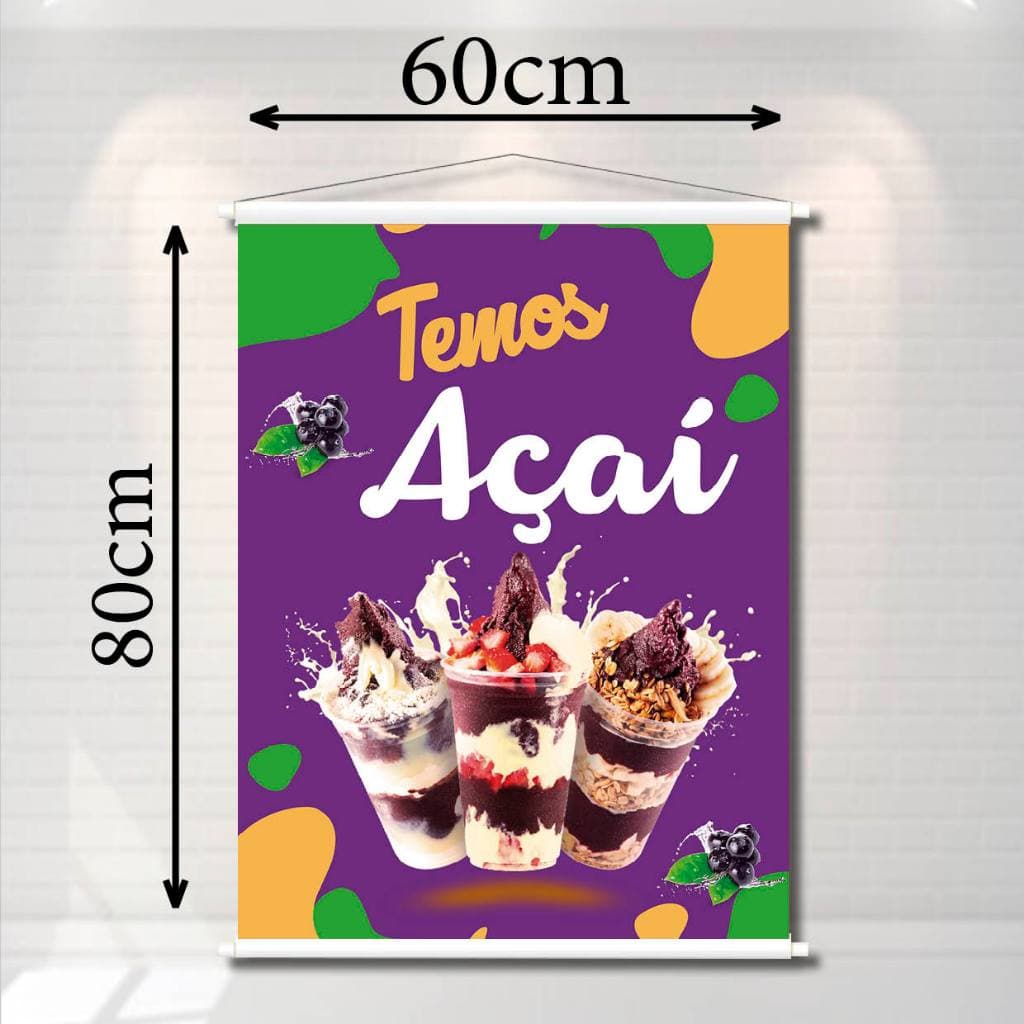 Banner Promocional em Lona Açaí Tamanho 60x80cm