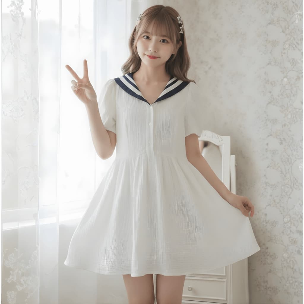 vestido feminino branco gola marinheiro sailor kawaii japão romwe fairycore harajuku y2k cosplay