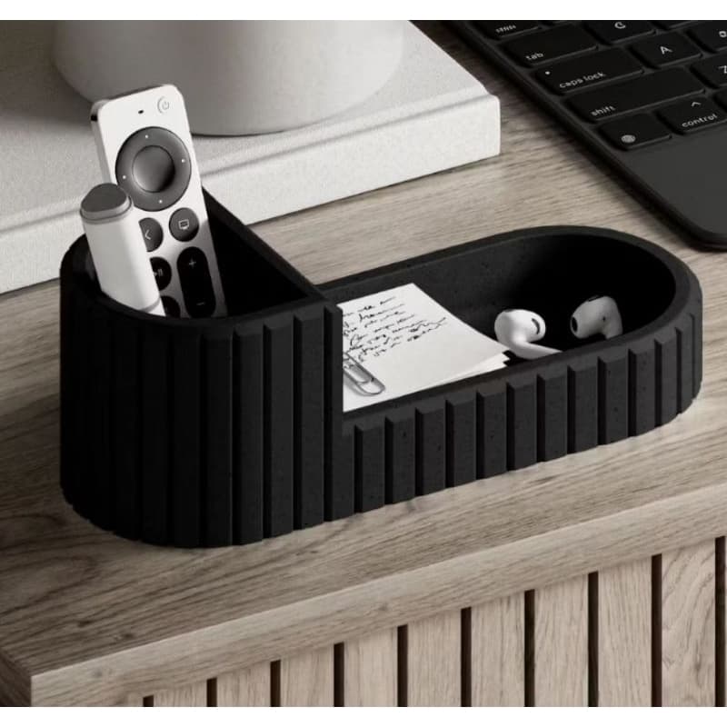 Organizador de Mesa Moderno Ripado - Porta Caneta, Chaves , Controles e Fones  Recepção escritório
