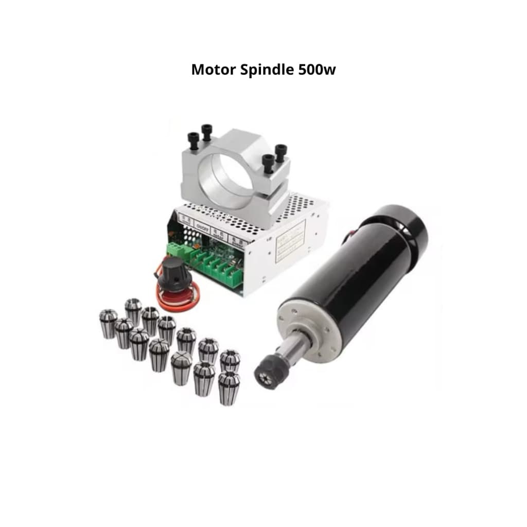 Kit Motor Spindle 500w com Suporte Pinças e Placa Controladora para CNC Router
