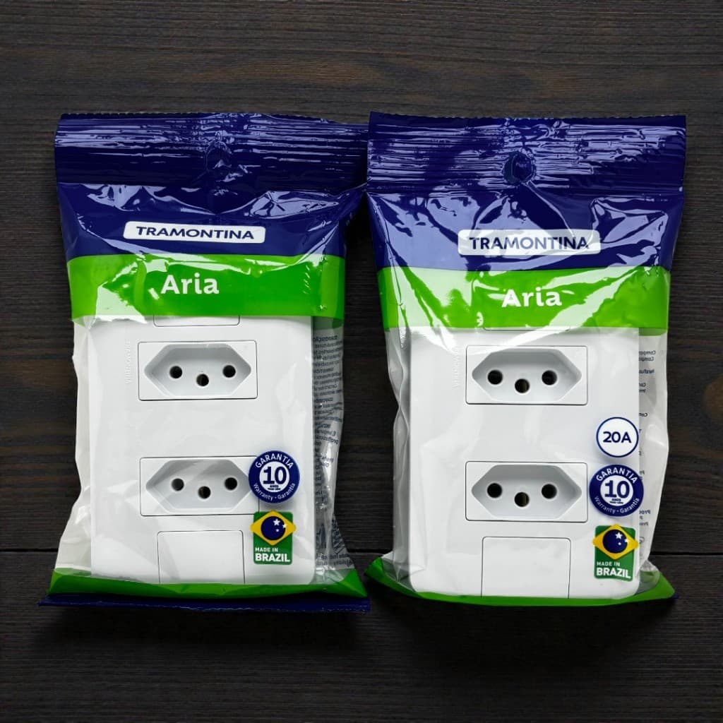 Conjunto 4x2 2 Tomadas 2P+T Branco Tramontina Aria 10A ou 20A 250V