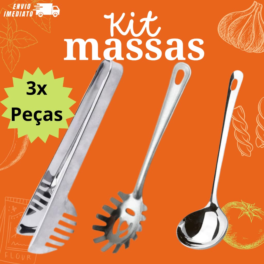 Kit Massas Pegadores 3 Peças Pegador Macarrão Concha Molho Multiuso Cozinha Macarronada
