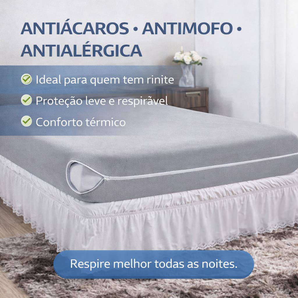 Capa De Colchao Malha Gel C/ Ziper Solteiro Casal Queen