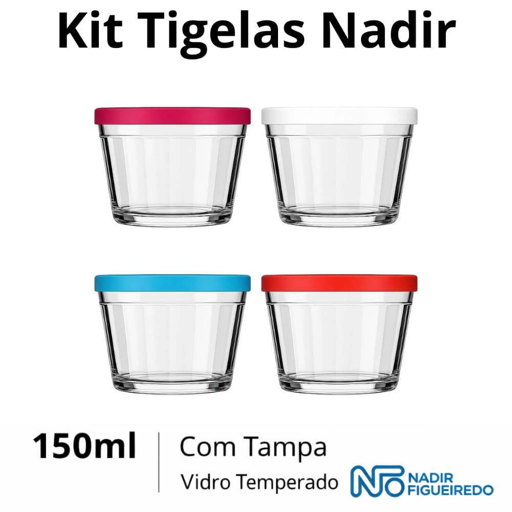 Kit com 4 Tigelas Marinex Americano Com Tampa 150ml - Nadir Figueiredo