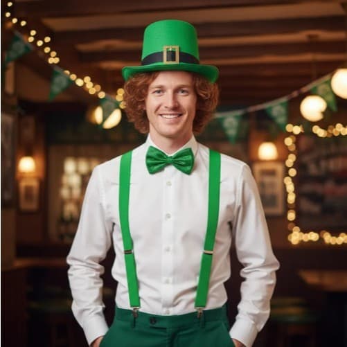 Kit Fantasia Chapéu Gravata Suspensório Saint Patrick