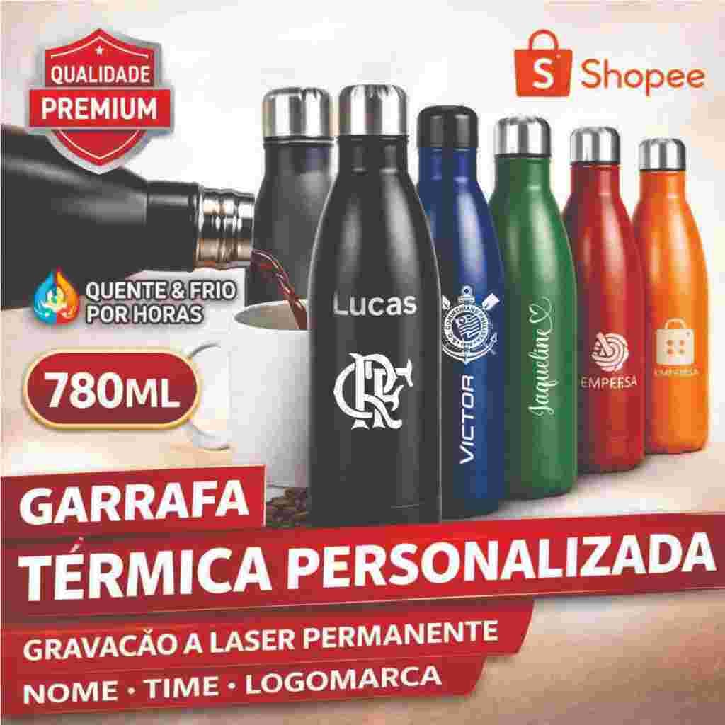 Garrafa Inox 780ML Personalizada com NOME ou LOGOTIPO Academia Escritório Brindes Cooporativo Escola Escolar