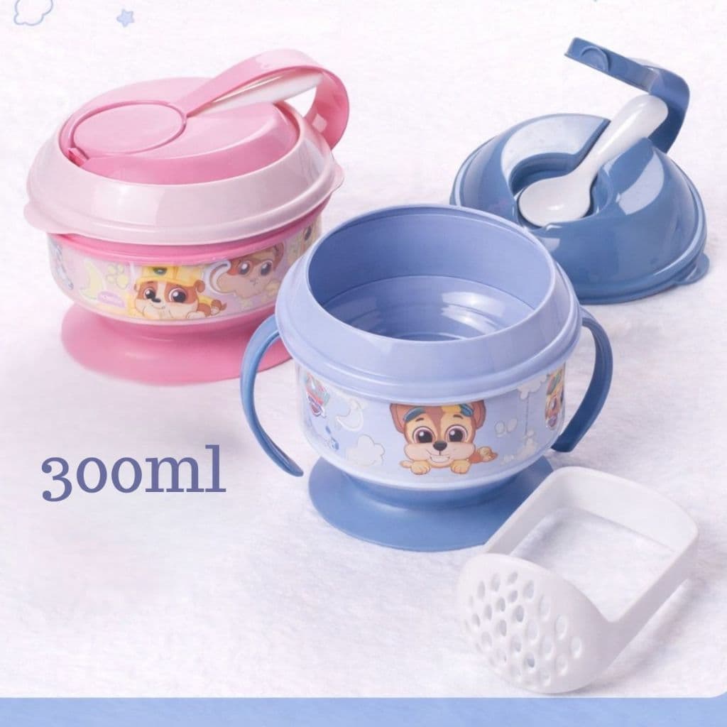 Plasútil Pote Kit Papinha Com Amassador Ventosa Patrulha Canina 300ml Bebê