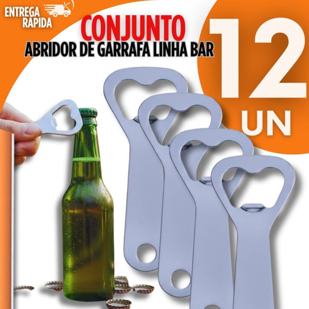 kit 12 Abridor De Garrafa e Lata Profissional Inox 10cm Linha Resistente Premium Excelente manuseio