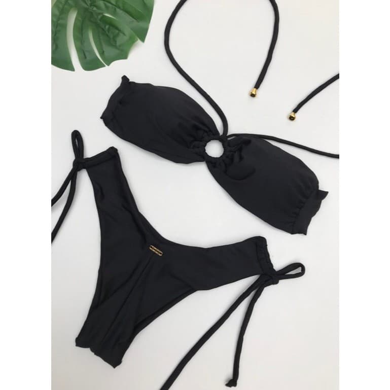 Biquíni Top Tomara Que Caia com Detalhe Argola - Bojo Removivel - Calcinha Fio Duplo de Amarrar