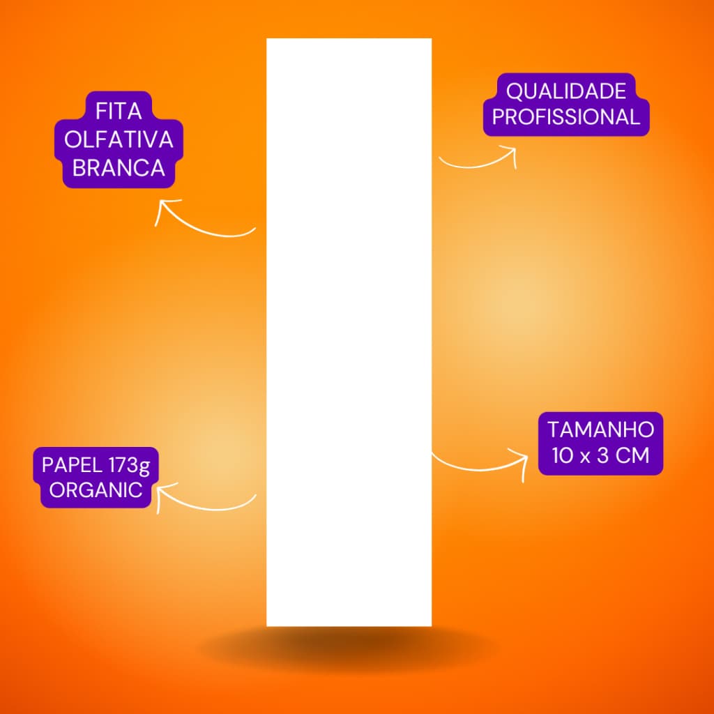 Fitas Olfativas Brancas 10x3cm Papel Organic 173g | Tiras de papel para Teste de Perfumes