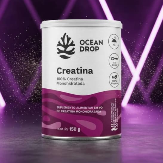 Creatina Monohidratada Vegana 300g Ocean Drop - Alta Pureza, Vegano, Sem Aditivos