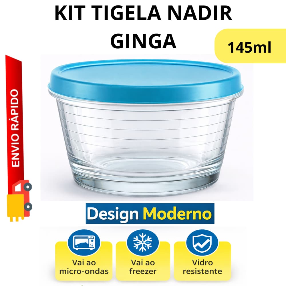 Pote de Vidro Nadir 145ml com Tampa | 2,4,6  para Molho, Tempero e Porções | Micro-ondas e Freezer