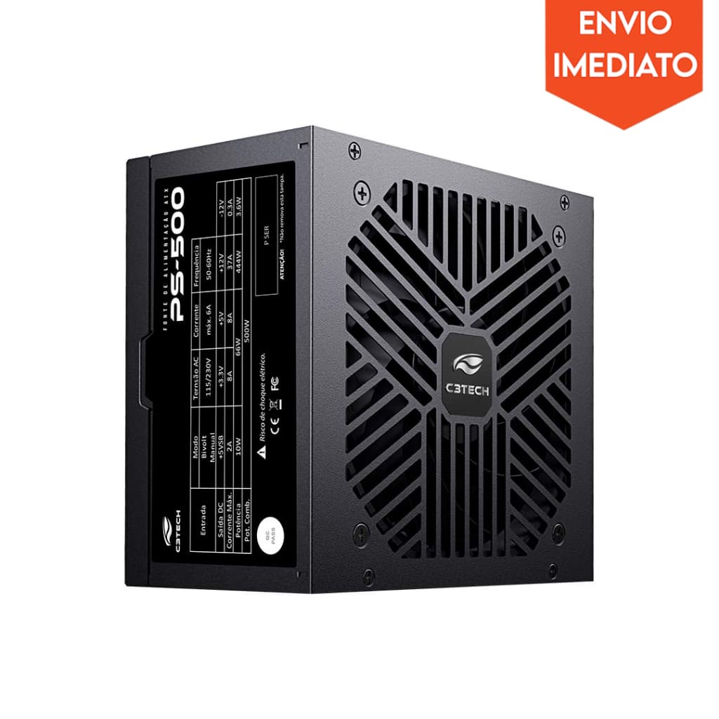 Fonte De Alimentação 500W ATX C3Tech PS-500BK