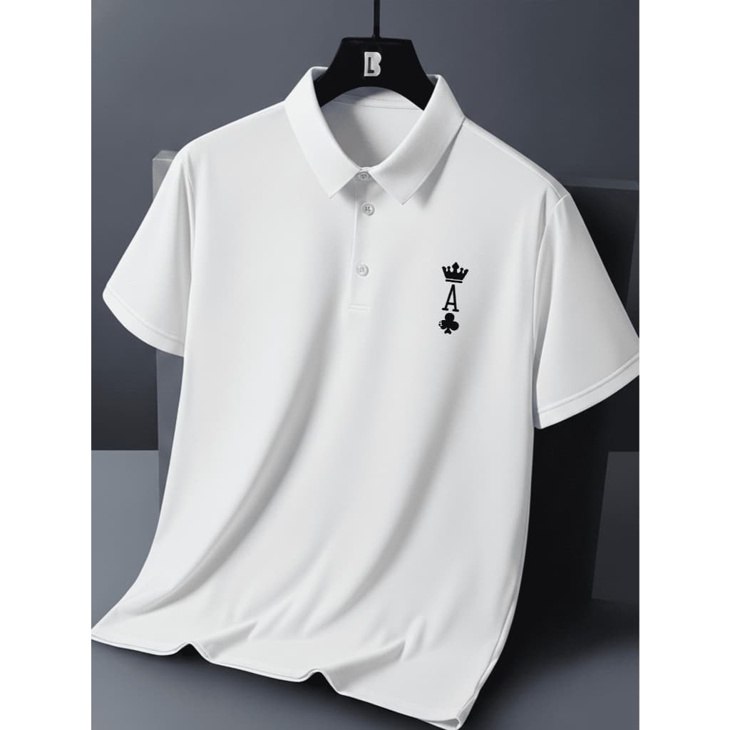 Camiseta Gola Polo Masculina Premium Malha Piquet Manga Curta Slim Ás Baralho