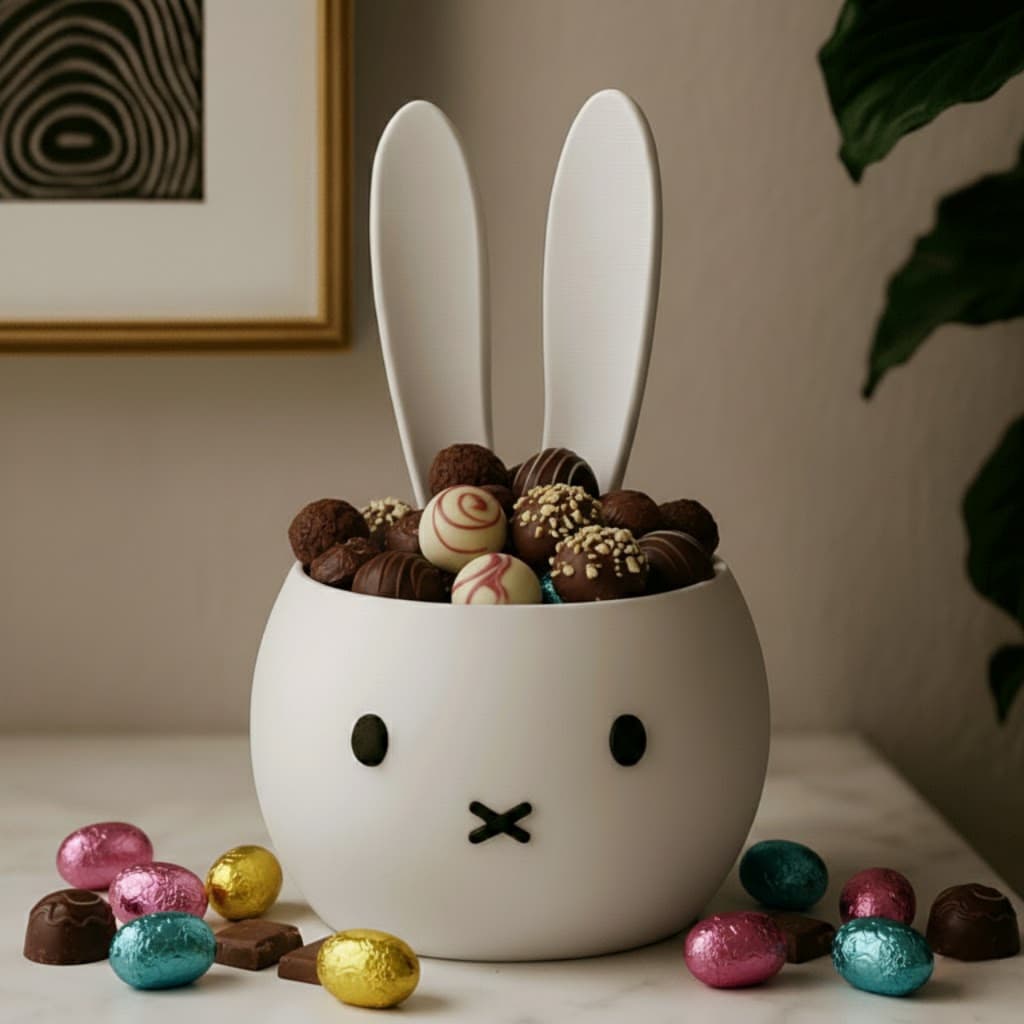Cesta de Páscoa Porta Chocolates - Decoração em Forma de Coelho Para Doces