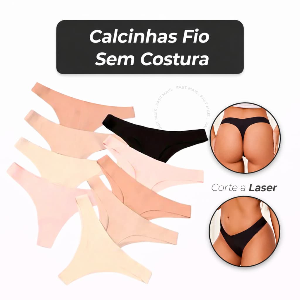 Kit 10/8 Calcinhas Fio Dental Sem Costura Corte Laser
