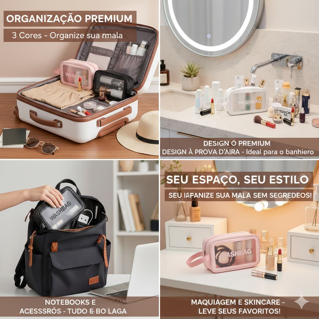 Necessaire Organizadora Com Alça Viagem Maquiagem Higiene Pessoal Multiuso Masculina Feminina Barata