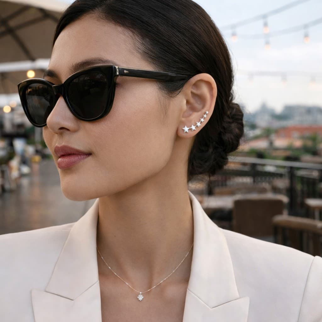 Brinco Ear Cuff Estrelinha Prata 925 5 Estrelas Delicada Elegante Antialérgica