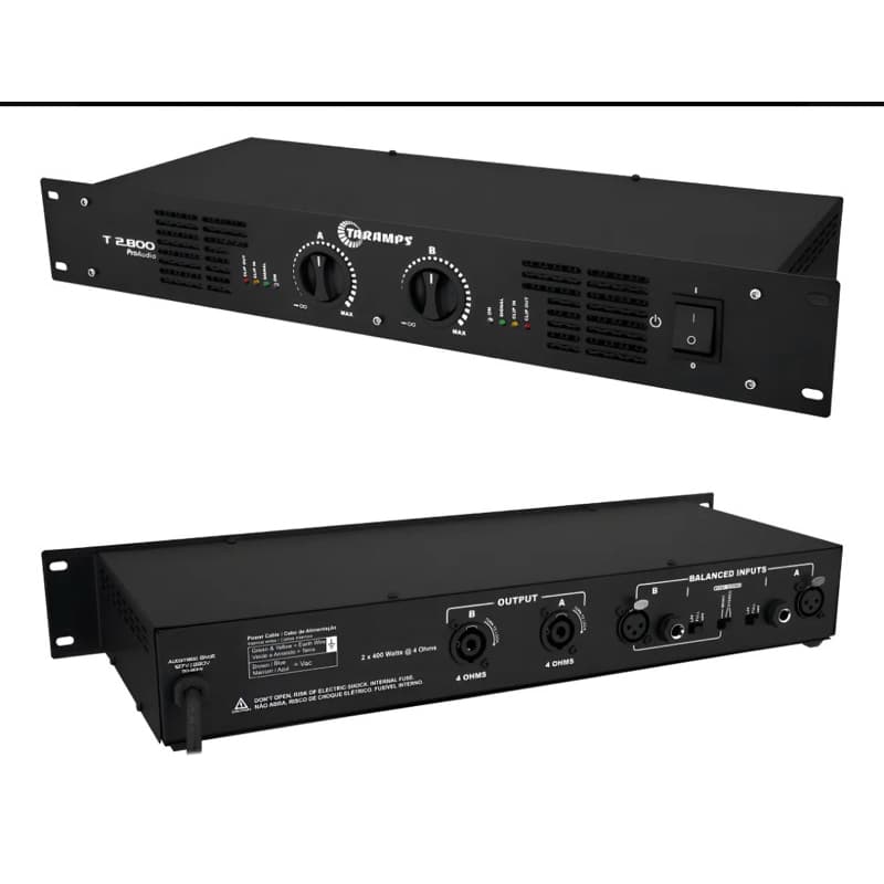 Amplificador Taramps T 2800 Potencia Profissional 800w Rms Preto