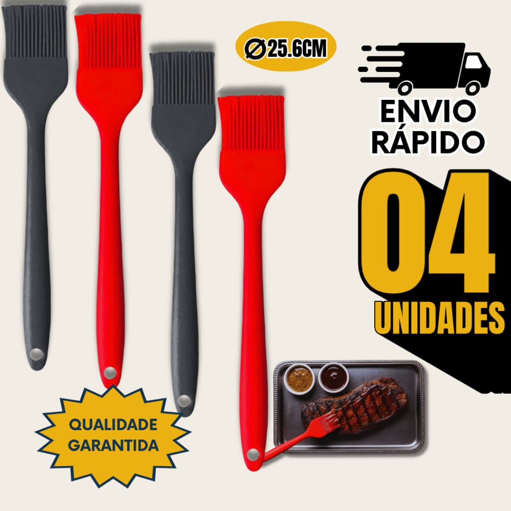 Pincel Culinário Silicone Cozinha Churrasco Untar Forma Pincelar Molhos Resistente