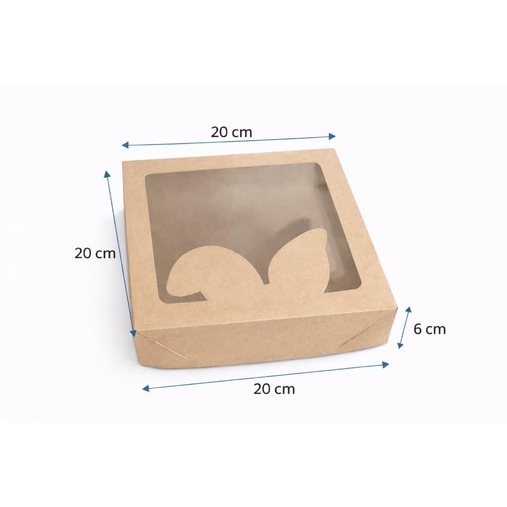 Kit 10 Caixas Páscoa Presente Kraft 20 x 20 x 6  com Visor Acetato Orelha Coelho