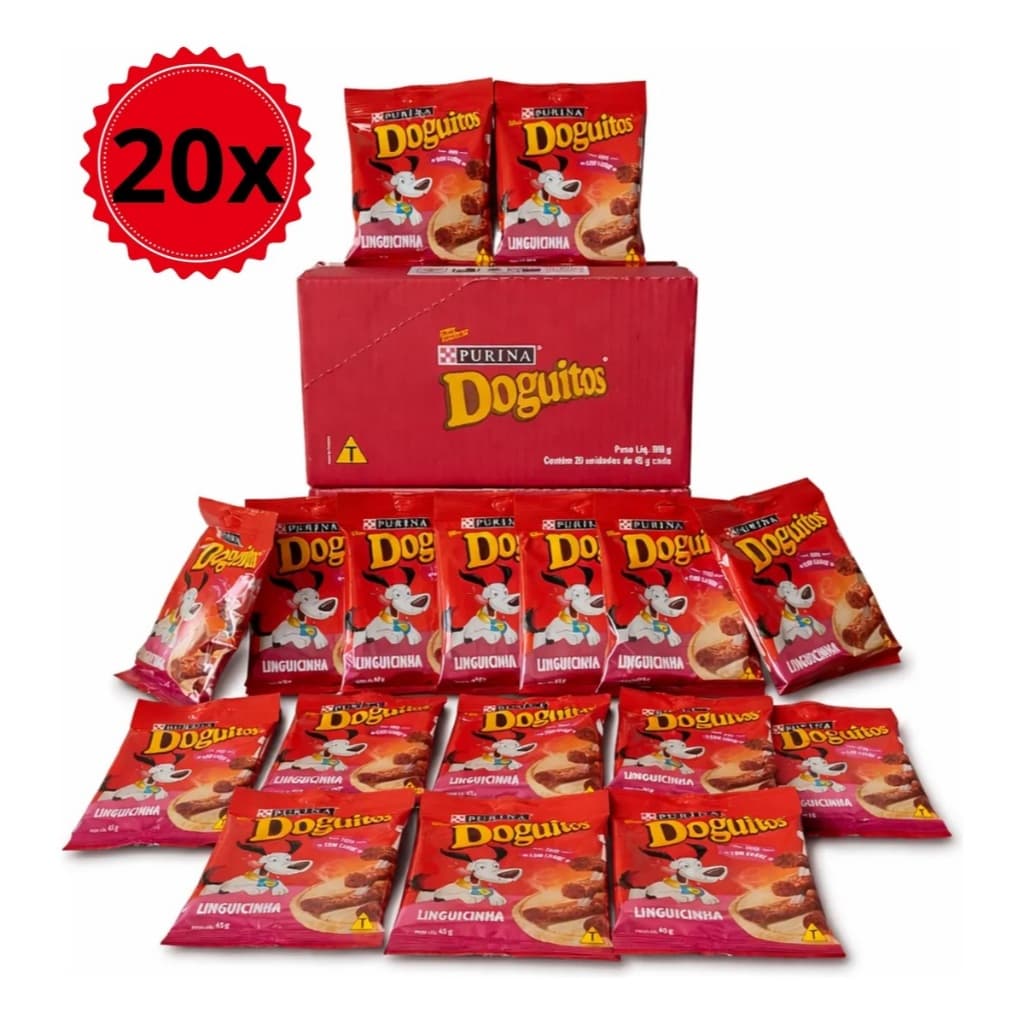 20 Doguitos Linguicinha 45g Purina Carne Adestramento Cães