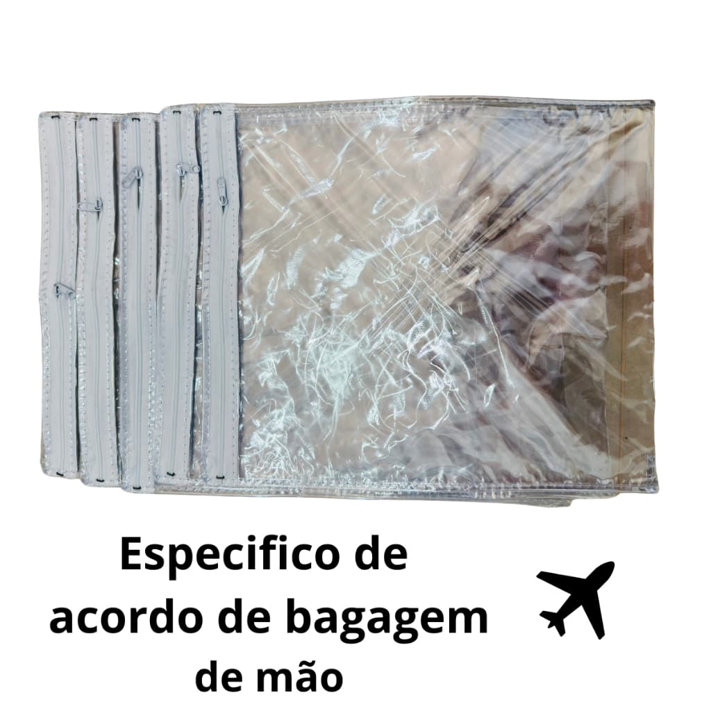 Kit 5 Organizador Multiuso Embalagem PVC c/ Zíper 30x35