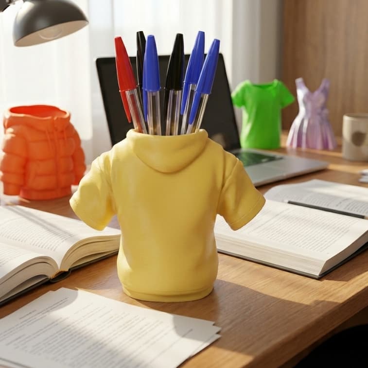 Porta Canetas Criativo Formato Camisa/Moletom - Organização para Mesa de Estudos e Escritório | Presente Divertido