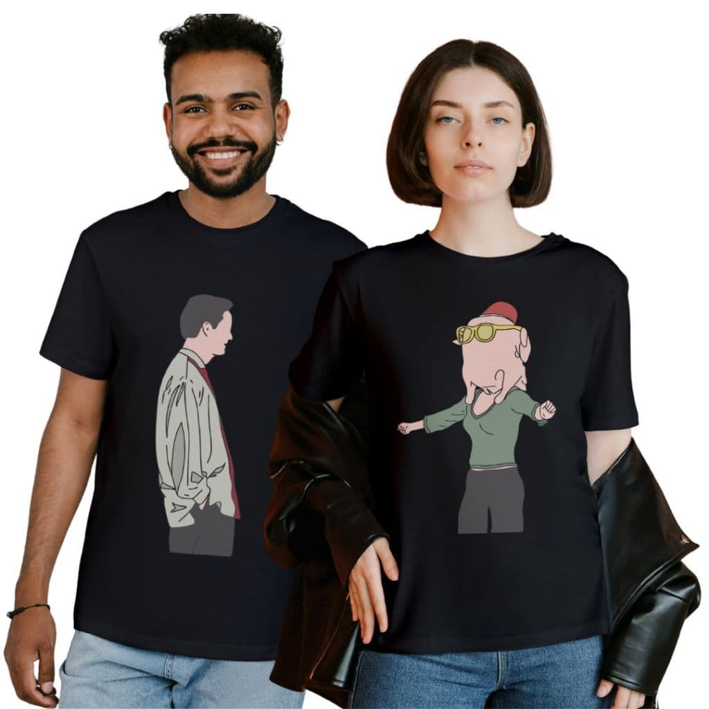 Kit Camiseta Casal Friends Chandler e Monica - Camisa Engraçada Masculina e Feminina 100% Algodão