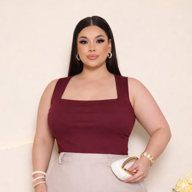 Top Cropped Plus Size Suplex Premium Sustentação Alta zero Transparência Alça Grossa Feminino