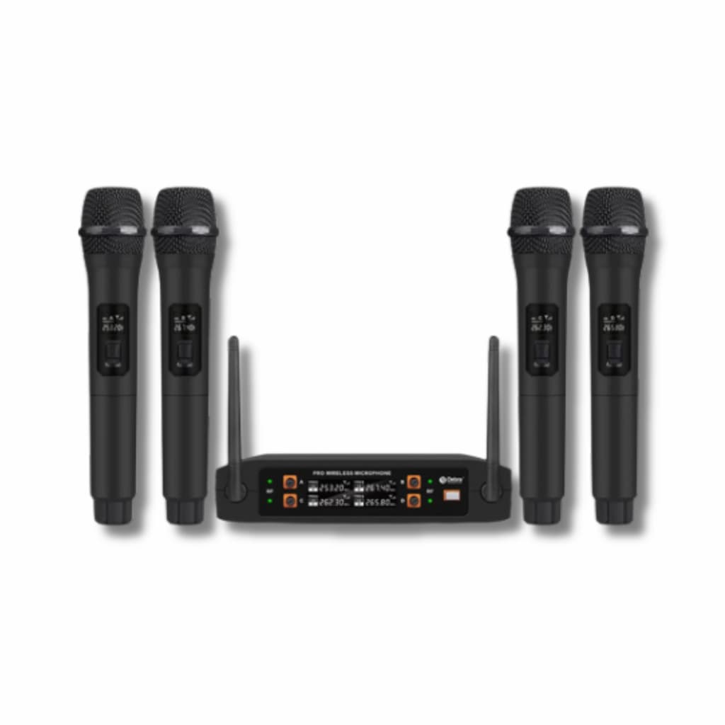 Kit 4 Microfone Sem Fio Profissional Uhf Led Com Receptor Ec