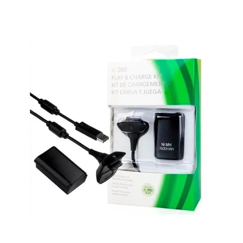Kit Bateria + Cabo Xbox 360 Carregador Controle