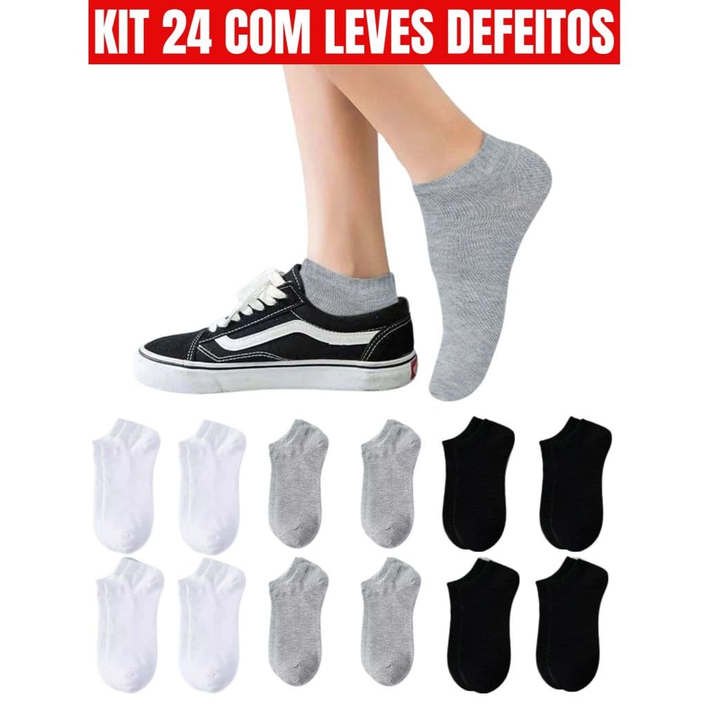 Kit Pares Meias Soquete Pequenos Defeitos Cano Médio Tamanho 37 ao 42 / 24 Pares, 12 ou 6 Pares Meias Grossa Imperdível