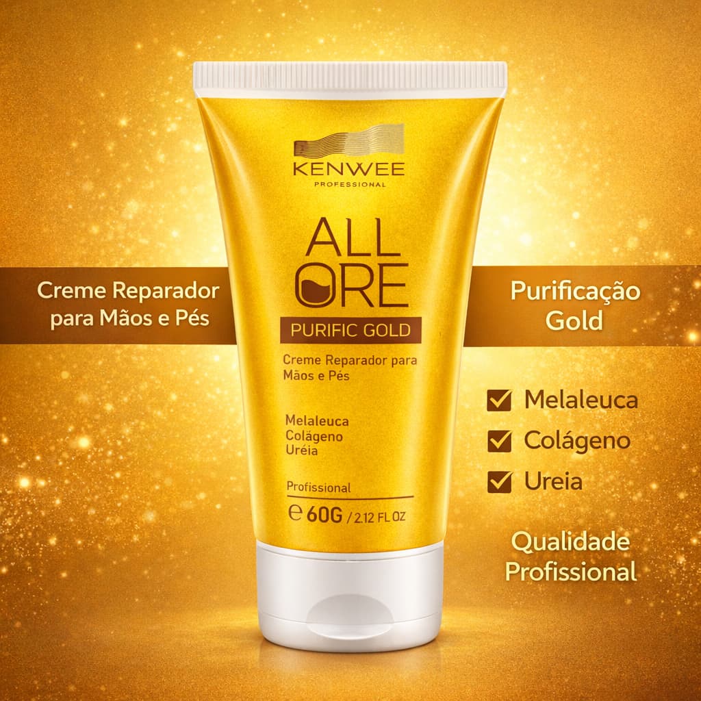 Creme Reparador p/ Mãos e Pés All Ore Purific Gold Kenwee 60g