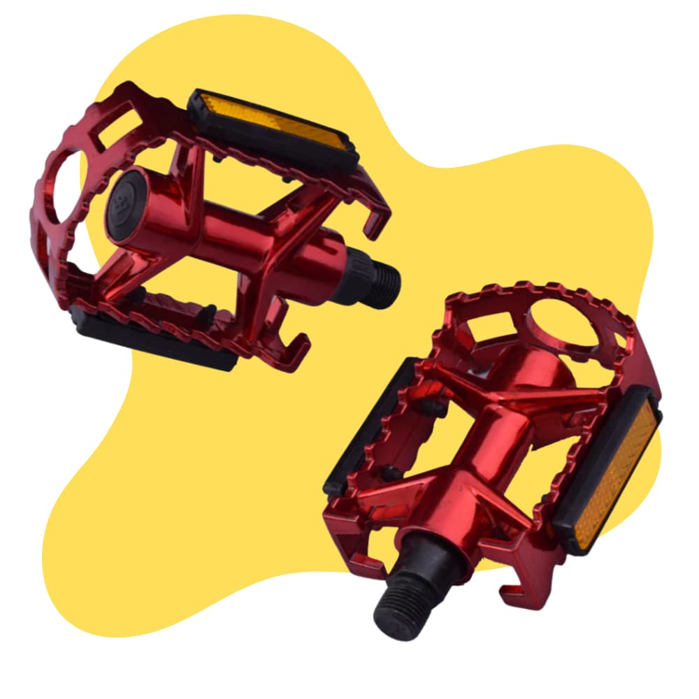 Pedal Bike de Alumínio Rosca Grossa Vermelho Metálico NINGBO