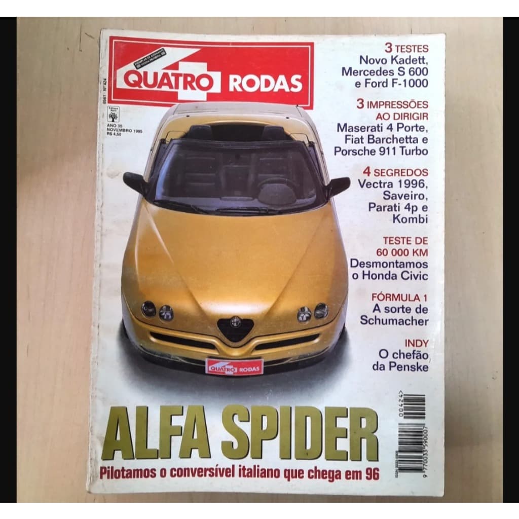 Revista Quatro Rodas 424 1995 Alfa Spider Kadett Barchetta 911 Vectra
