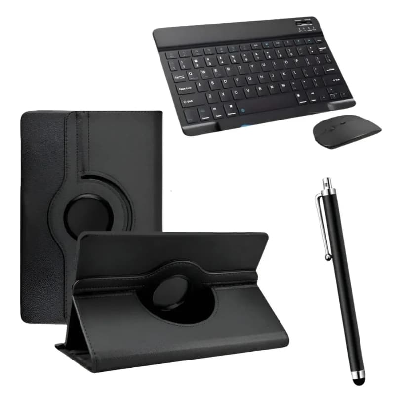 Capa Giratória Para Tablet Vaio Tl10 + Teclado E Mouse Preto/preto