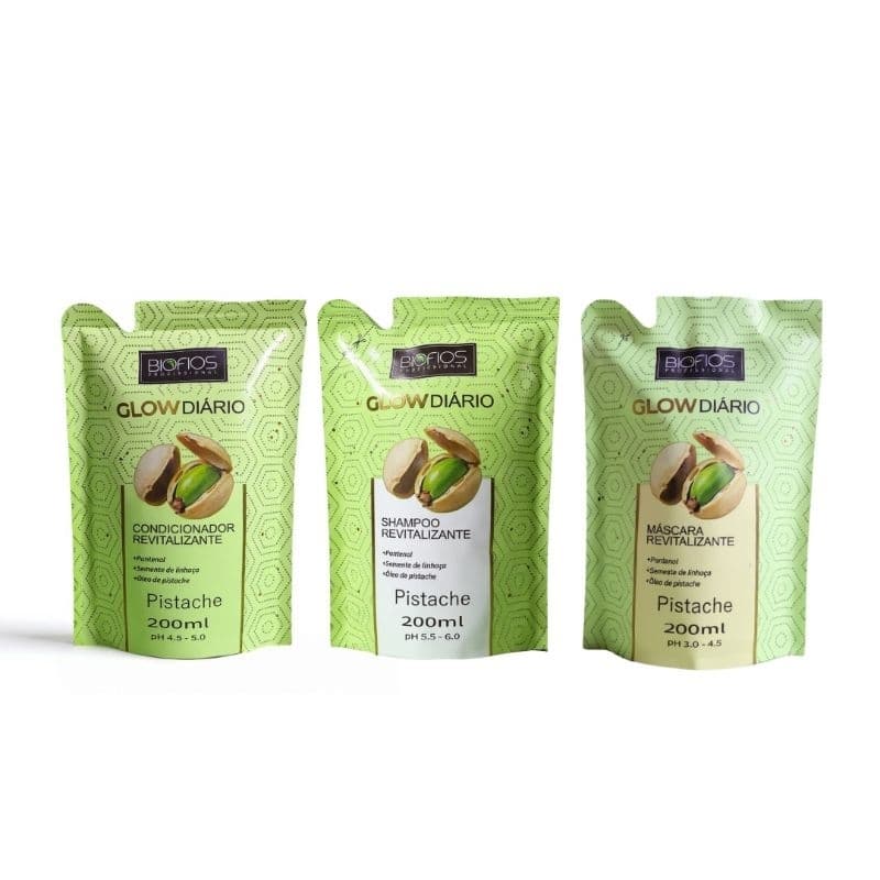 Kit Refil Glow Diário Revitalizante - Pistache - Biofios Profissional