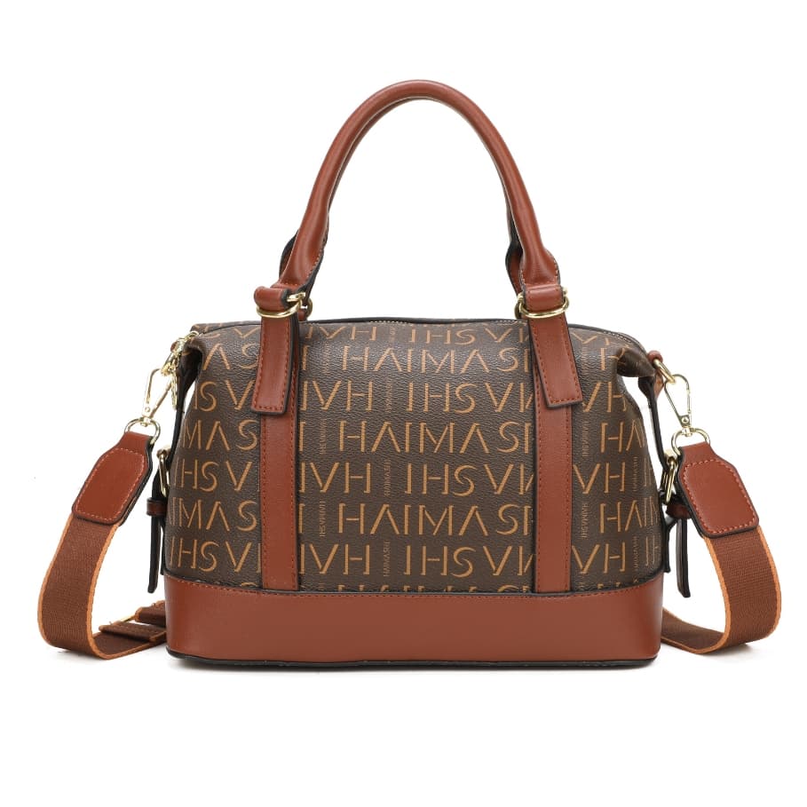 Bolsa Baú de Mão e Ombro Feminina Estampa Logomania Casual Chic com Alça Removível