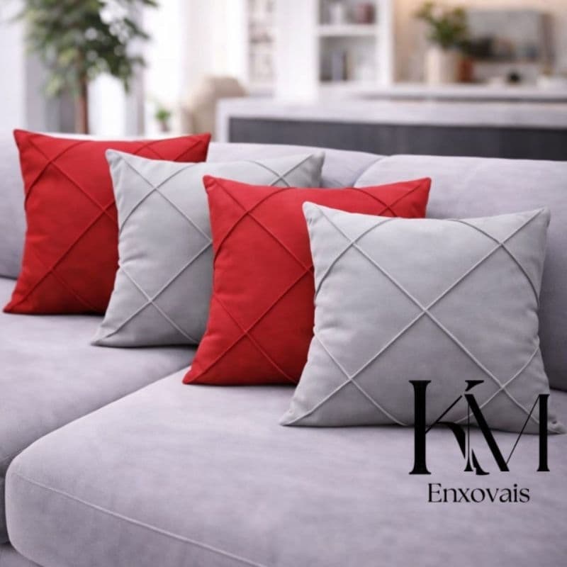 kit de Capas de almofadas drapeadas Em Suede com 4 capas de almofadas Em Lindas combinações